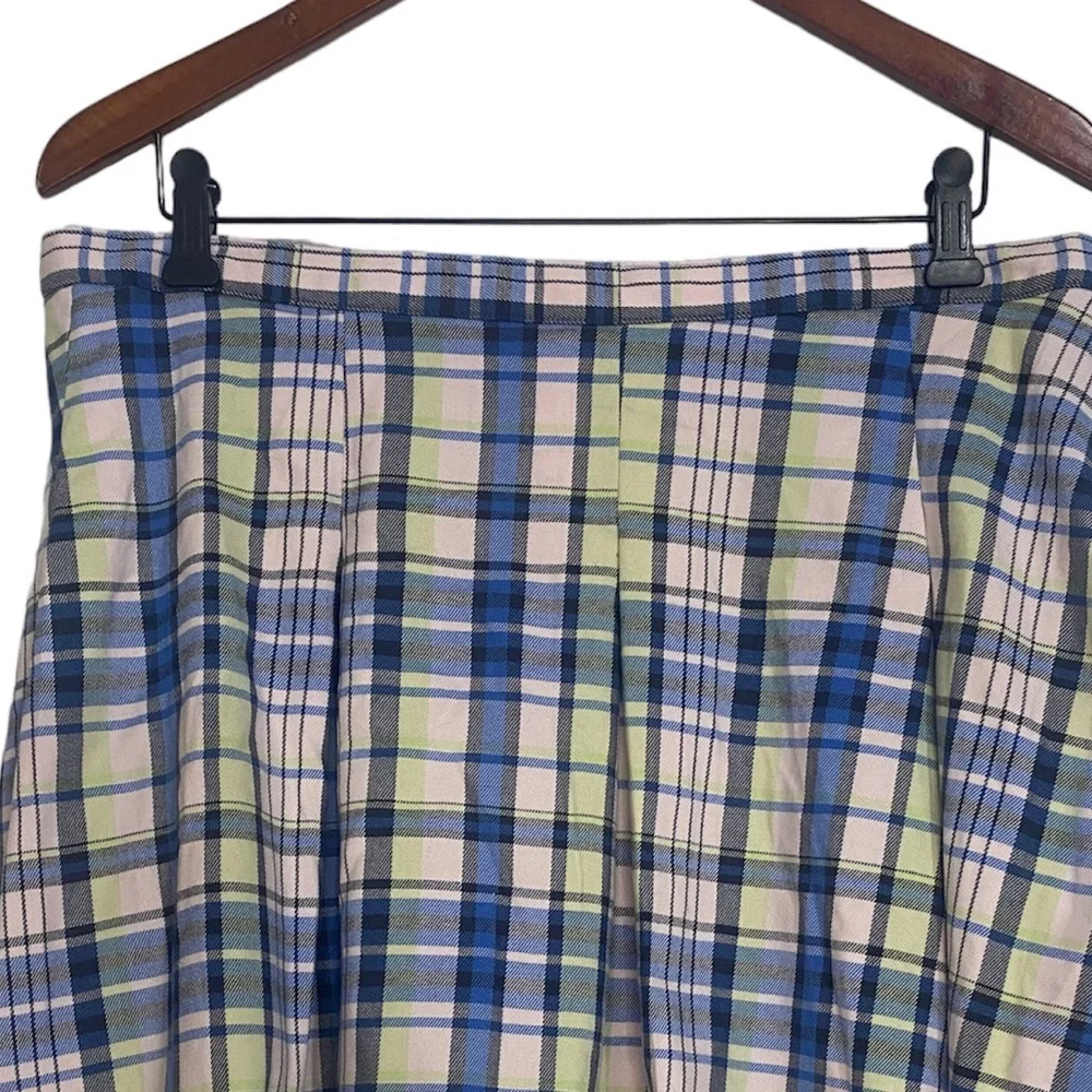 NWT SO Juniors High Rise Pleated Mini Skirt Navy Pink Plaid Pastel Sz 17 Preppy